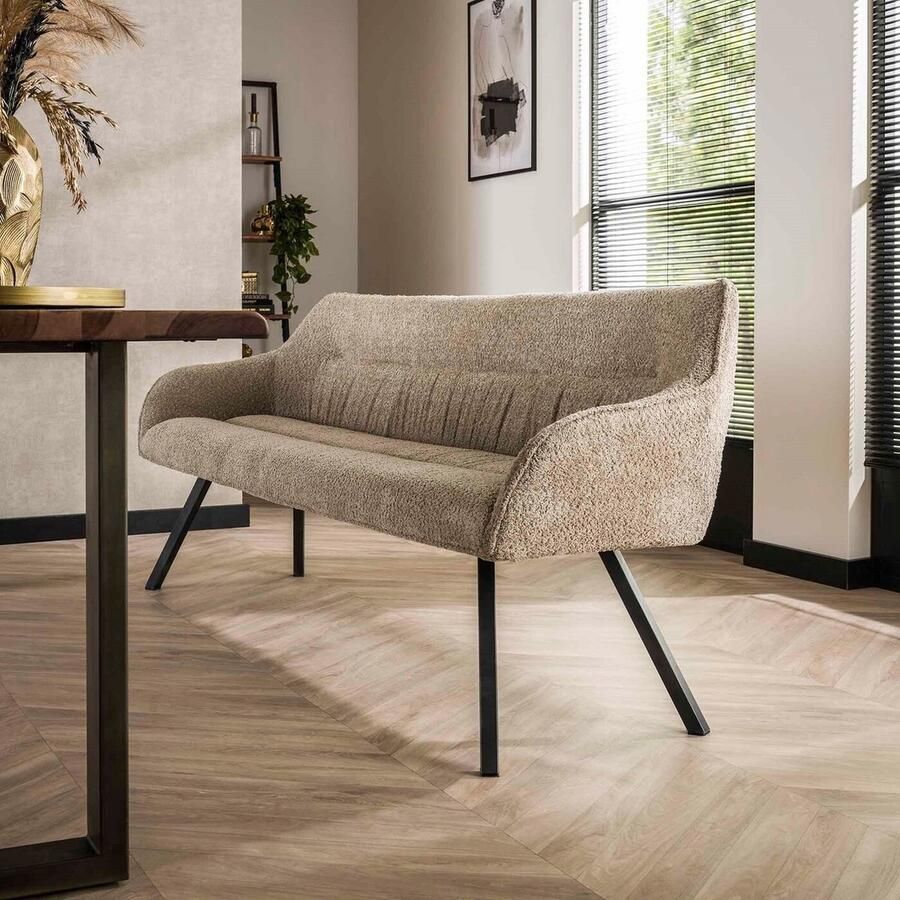 Giga Meubel Eetkamerbank Zand Bouclé Zitdiepte 60cm 190x61x83cm