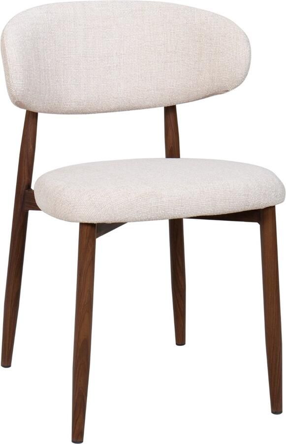 Giga Meubel Eetkamerstoel Alexia Beige Metaal Stof Set van 2