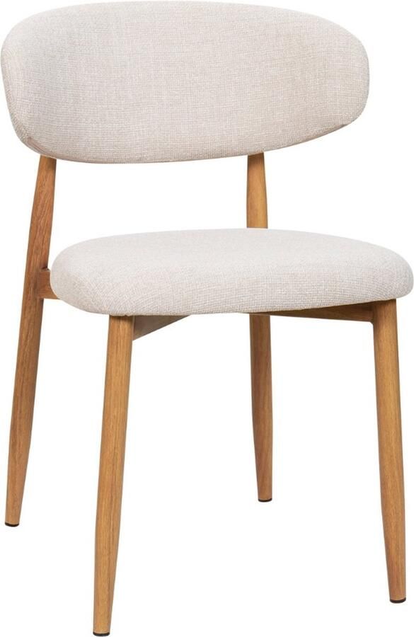 Giga Meubel Eetkamerstoel Alexia Beige Naturel Metaal Stof Set van 2