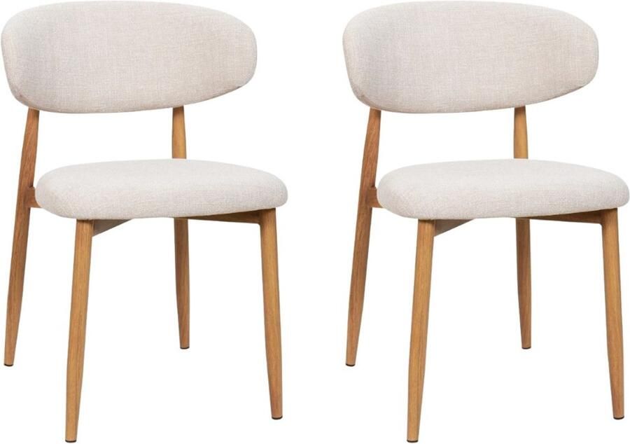 Giga Meubel Eetkamerstoel Alexia Beige Naturel Metaal Stof Set van 2 - Foto 4
