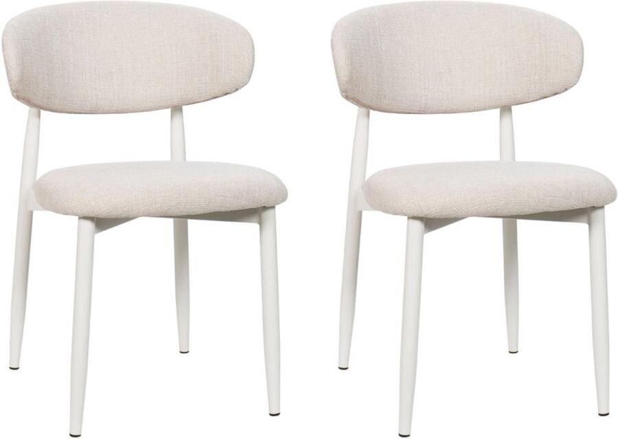 Giga Meubel Eetkamerstoel Beige|Wit Zithoogte 47cm Alexia Set van 2 - Foto 2
