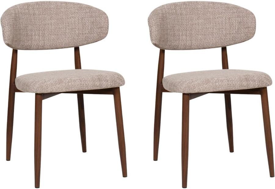 Giga Meubel Eetkamerstoel Taupe Stof Zithoogte 47cm 54x52x78cm Alexia - Foto 4