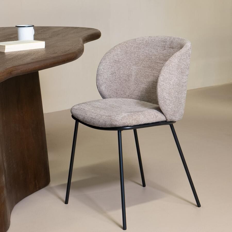 Giga Meubel Eetkamerstoel Beige Stof 55x49x80cm Dalia Set van 2