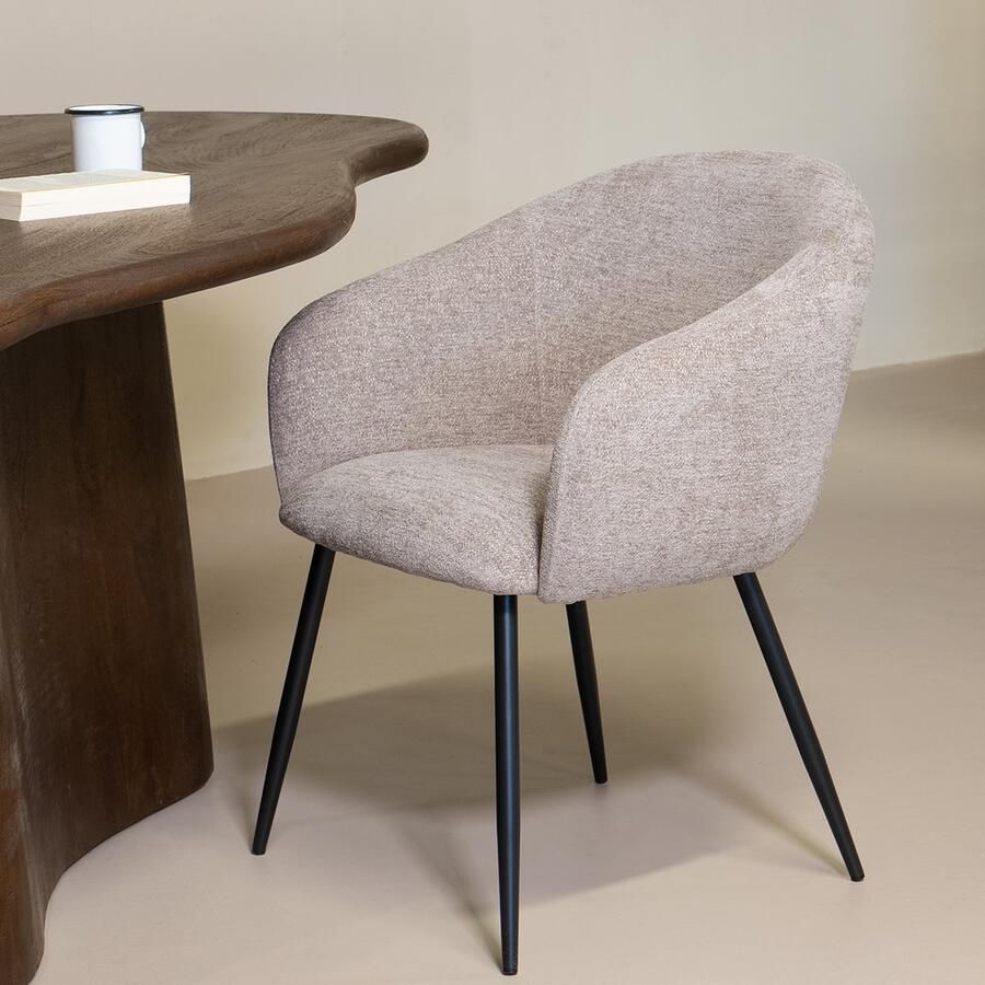 Giga Meubel Eetkamerstoel Beige Stof 63x63x81cm Meau