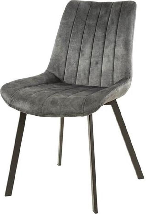 Giga Meubel Eetkamerstoel Brede Zit Velvet Antraciet 52x63x88cm Set van 4