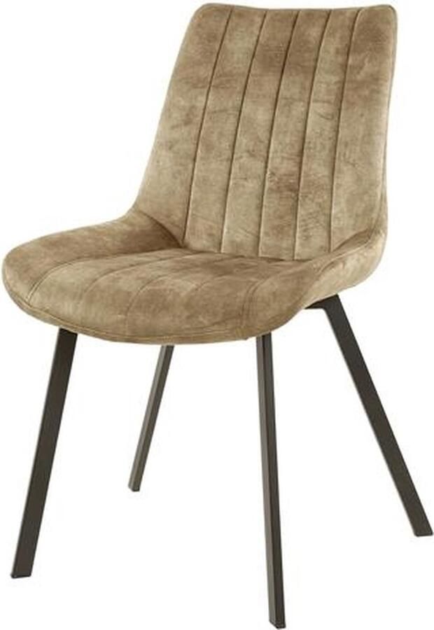 Giga Meubel Eetkamerstoel Brede Zit Velvet Champagne 52x63x88cm Set van 4