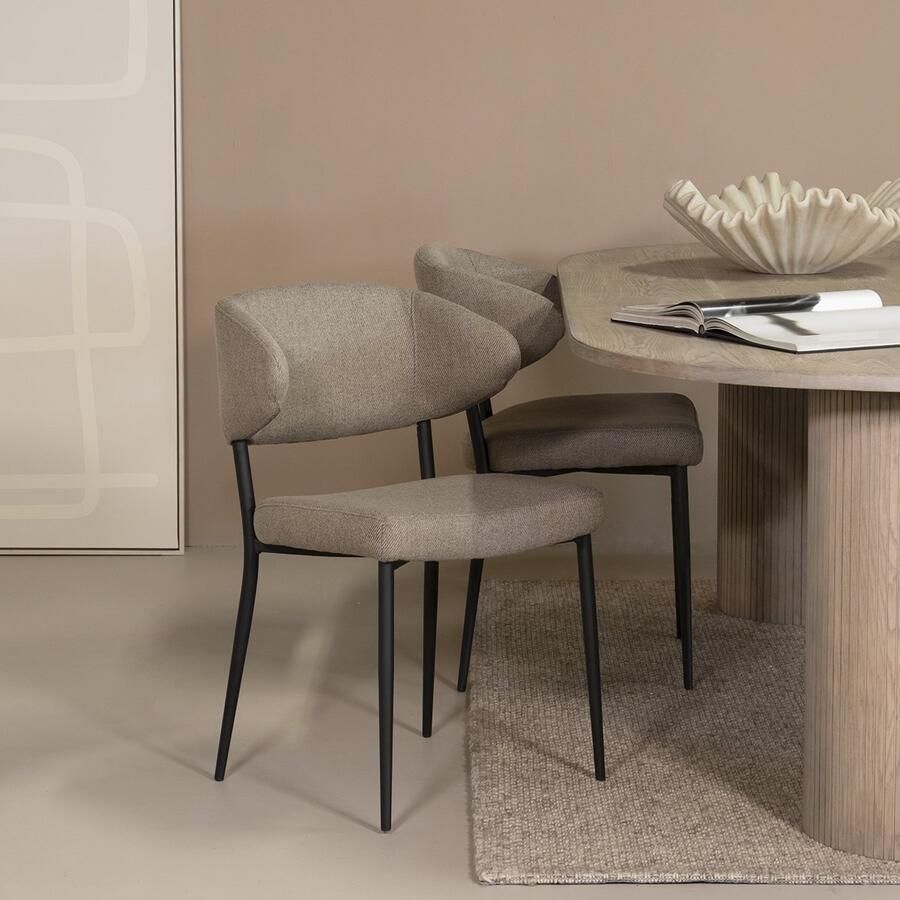 Giga Meubel Eetkamerstoel Taupe Stof 49x57x84cm Eetkamerstoel Charlotta - Foto 2