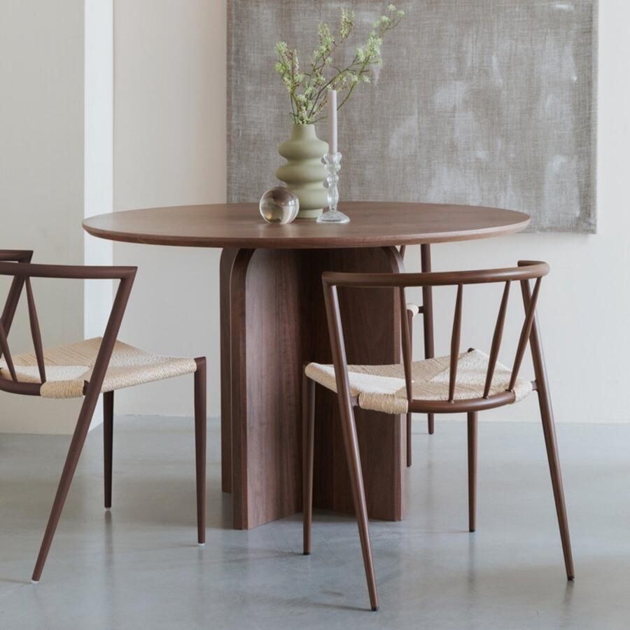 Giga Meubel Eetkamerstoel Che Walnoot Gevlochten Papier Set van 2 - Foto 2