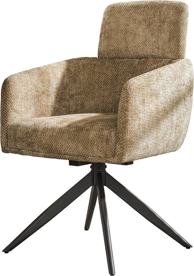 Giga Meubel Eetkamerstoel Met Hoofdsteun Stof Textiel Zandkleur 58x66x92cm Giga Living