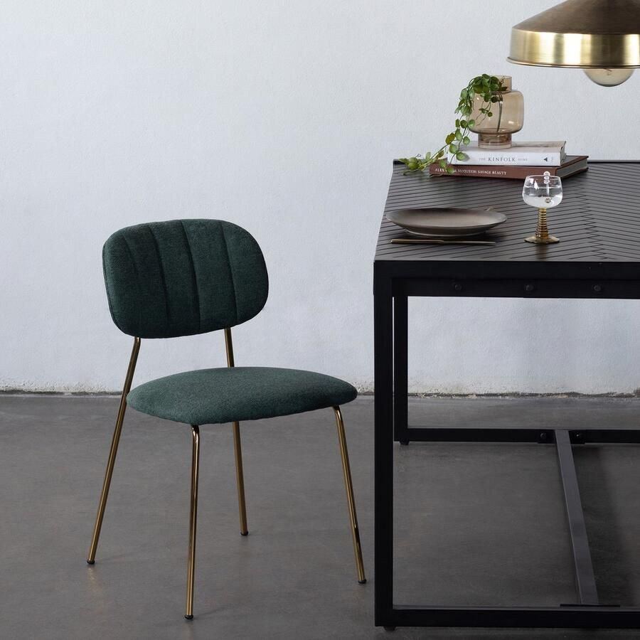 Giga Meubel Eetkamerstoel Groen Gouden Onderstel Stoel Jin Luxe Set van 2
