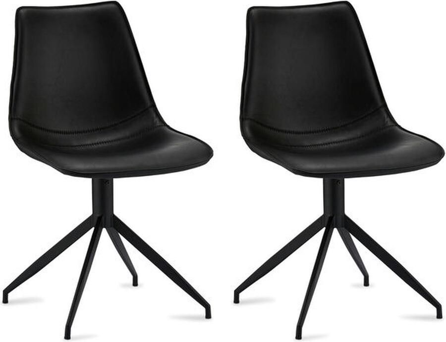 Giga Meubel Eetkamerstoel Isabel Zwart Kunstleer Set van 2