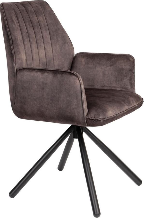 Giga Meubel Eetkamerstoel Jamie Donkerbruin Velvet Set van 2