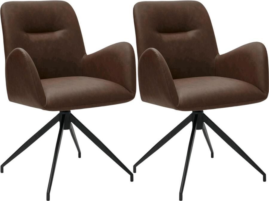 Giga Meubel Eetkamerstoel Jennifer Lichtbruin Draaibaar Set van 2