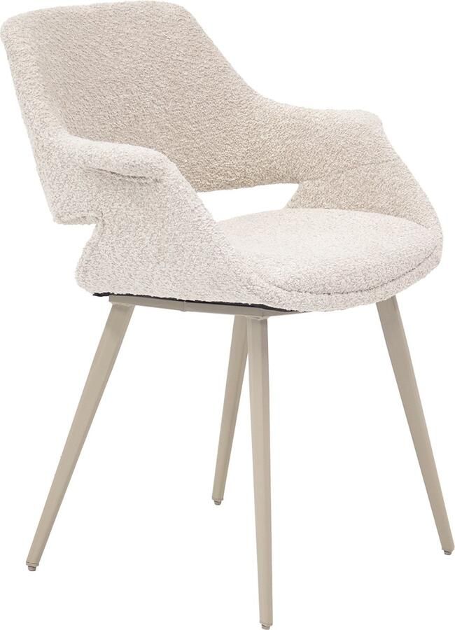 Giga Meubel Eetkamerstoel Stof Beige 57x58x82cm Incl. Armleuning Jess Set van 2