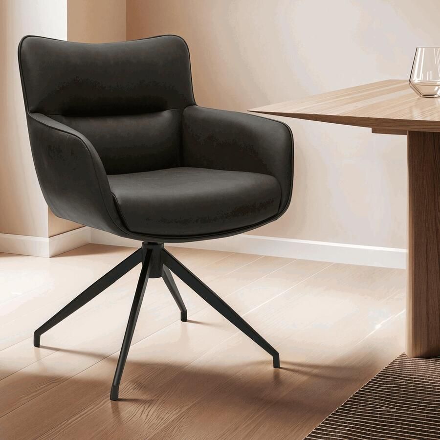 Giga Meubel Eetkamerstoel Jessica Draaibaar Donkerbruin Set van 2