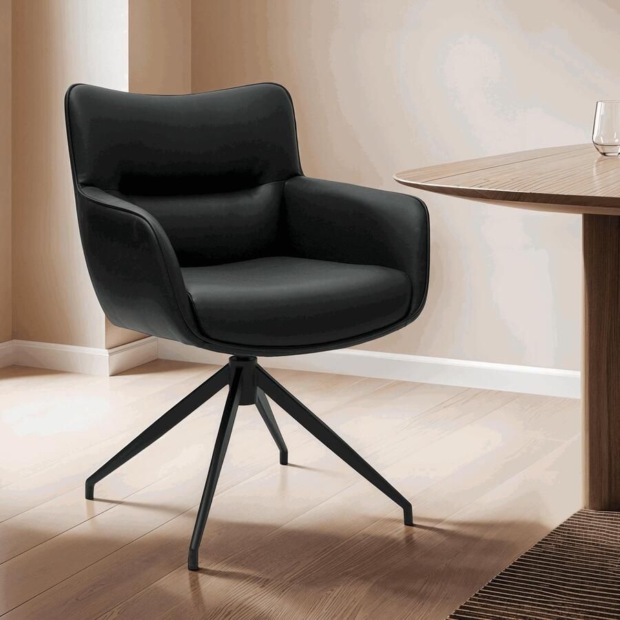 Giga Meubel Eetkamerstoel Jessica Zwart Metaal & Kunstleer Set van 2