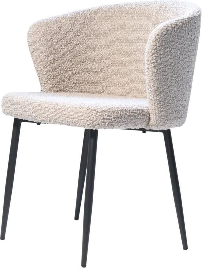 Giga Meubel Eetkamerstoel Juliette Beige Bouclé Set van 2