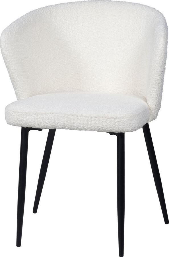 Giga Meubel Eetkamerstoel Juliette Wit Bouclé Set van 2