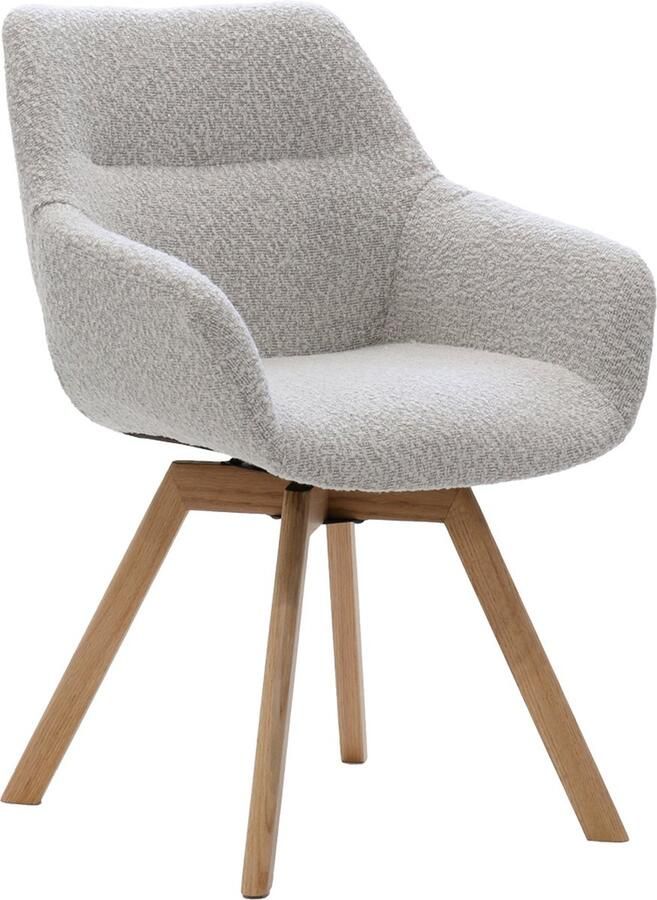 Giga Meubel Eetkamerstoel Loïs Draaibaar Stof Eikenhout Beige Set van 2