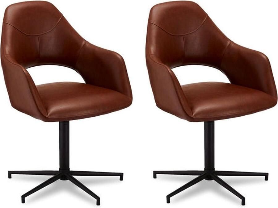 Giga Meubel Eetkamerstoel Luna Lichtbruin Draaibaar Set van 2