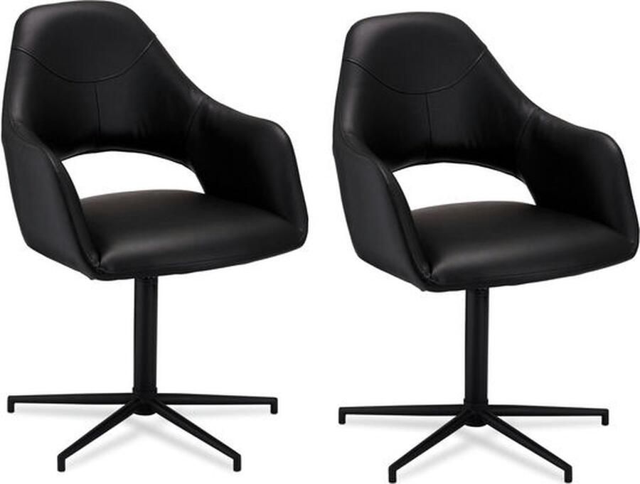 Giga Meubel Eetkamerstoel Luna Zwart Draaibaar Set van 2