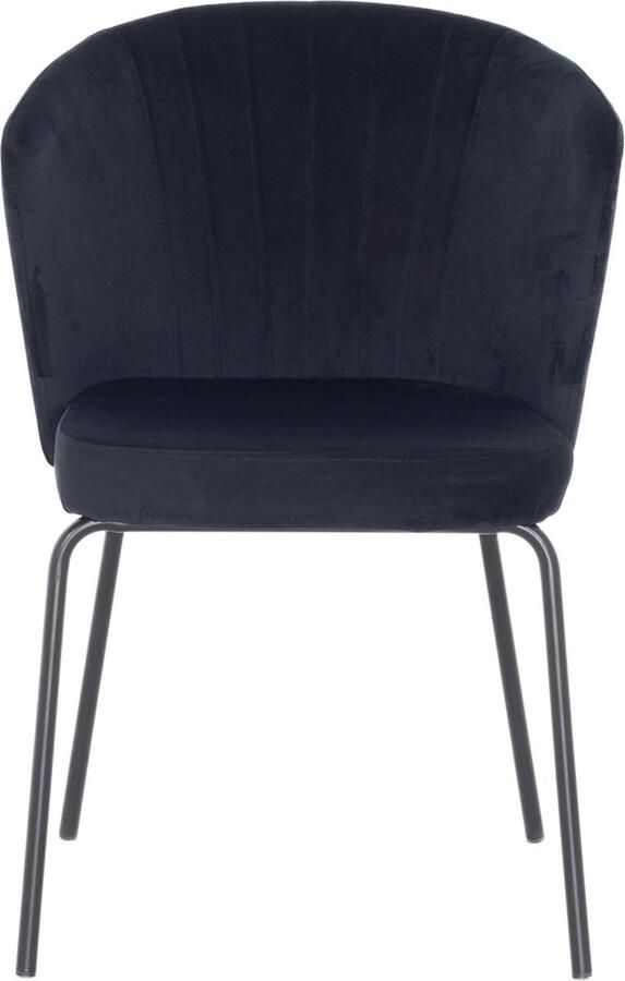 Giga Meubel Eetkamerstoel Velvet Zwart Metalen Onderstel Stoel Mendy Set van 2