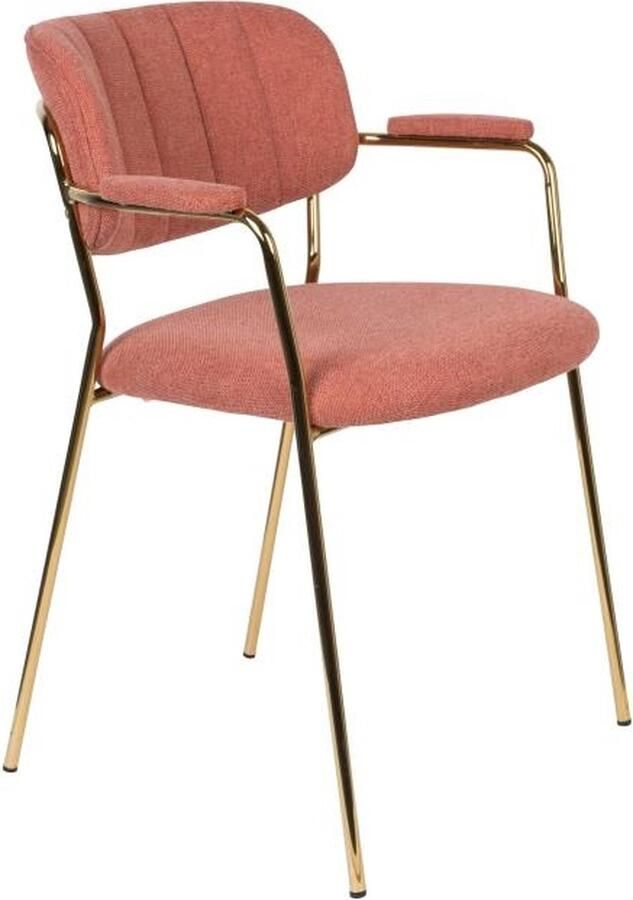 Giga Meubel Eetkamerstoel Met Armleuning Jolien Goud Roze Set van 2