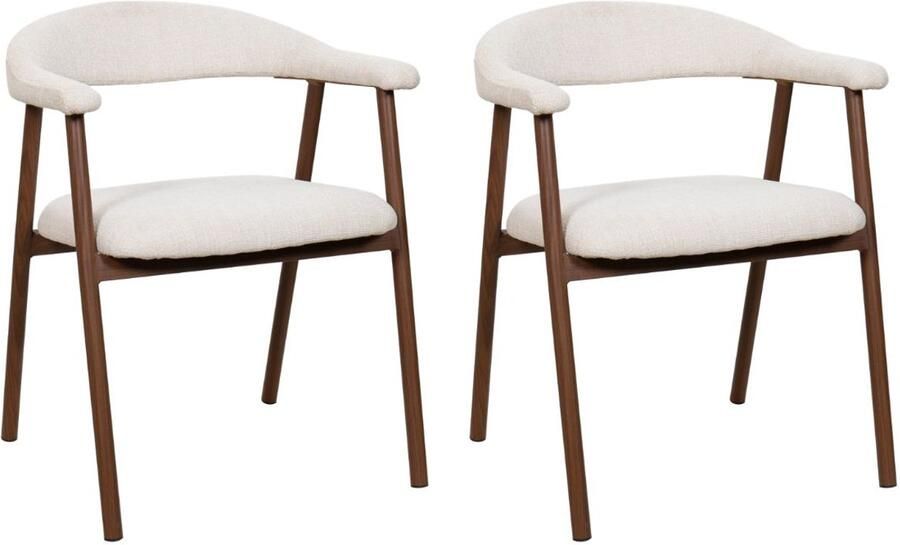 Giga Meubel Eetkamerstoel Mila Beige Walnoot Zithoogte 48cm (set van 2) - Foto 4