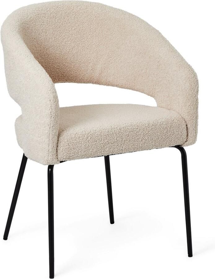 Giga Meubel Eetkamerstoel Natalie Beige Bouclé Zithoogte 49cm Set van 2
