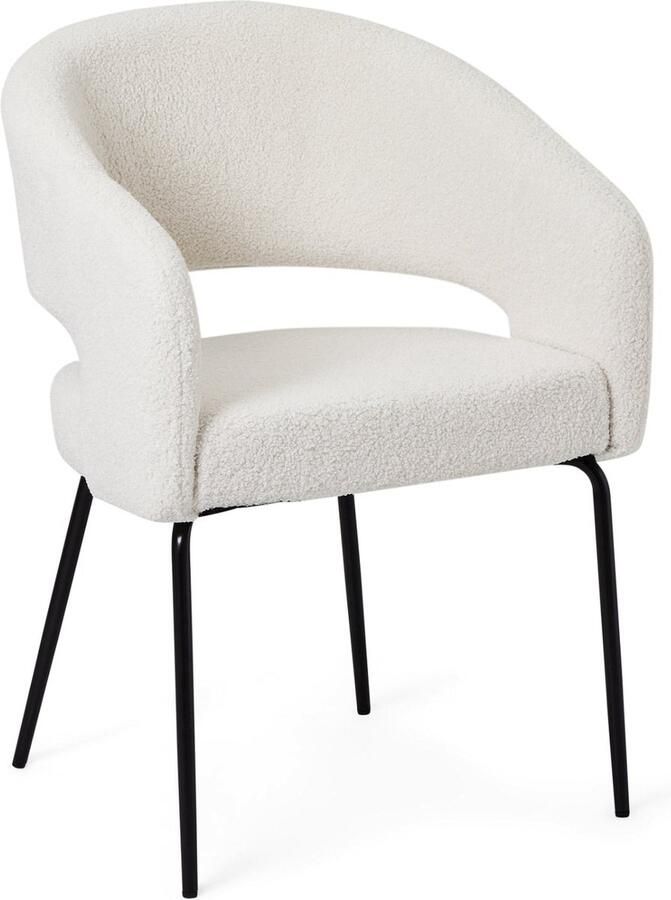 Giga Meubel Eetkamerstoel Natalie Wit Bouclé Zithoogte 49cm Set van 2