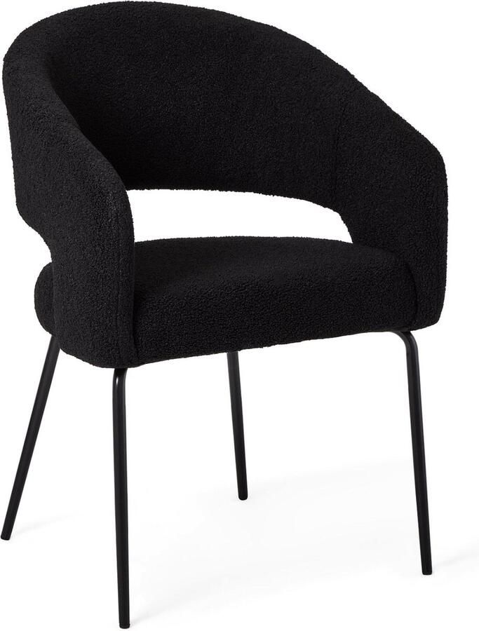 Giga Meubel Eetkamerstoel Natalie Zwart Bouclé Zithoogte 49cm Set van 2