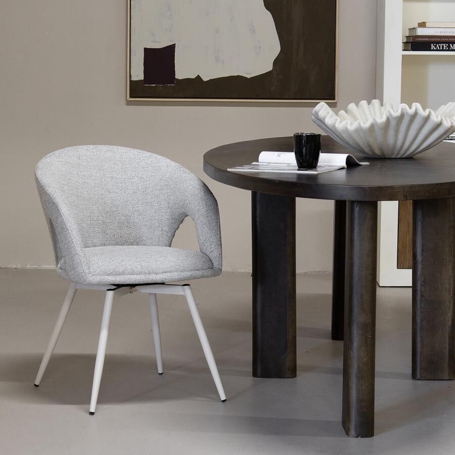 Giga Meubel Eetkamerstoel Nina Beige Stof Draaibaar Set van 2