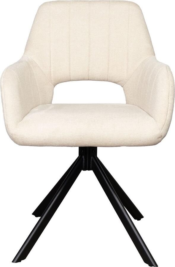 Giga Meubel Eetkamerstoel Nola Draaibaar Beige Stof 57x58x84cm Set van 2