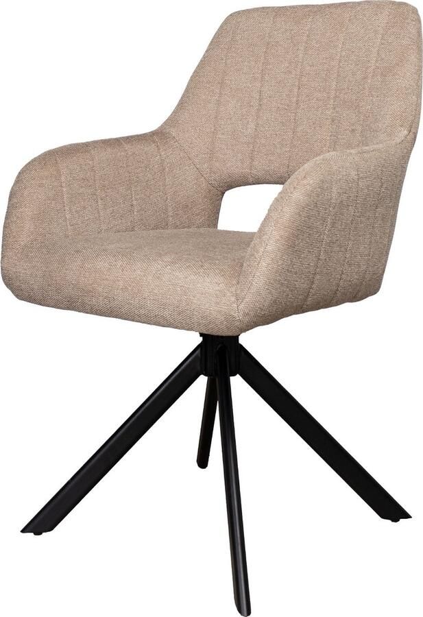 Giga Meubel Eetkamerstoel Nola Draaibaar Taupe Stof 57x58x84cm Set van 2