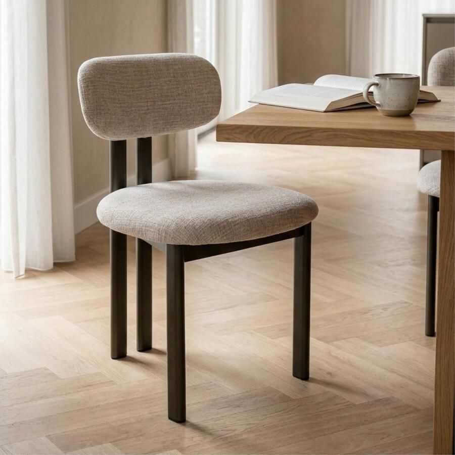 Giga Meubel Eetkamerstoel Noor Beige Brons 51x53x81cm Set van 2