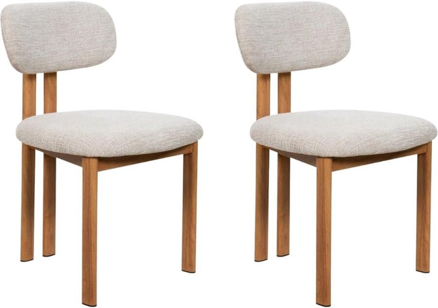 Giga Meubel Eetkamerstoel Noor Stof Staal Beige Naturel (set van 2)