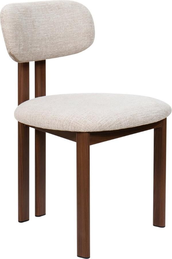 Giga Meubel Eetkamerstoel Noor Stof Staal Beige Walnoot Set van 2