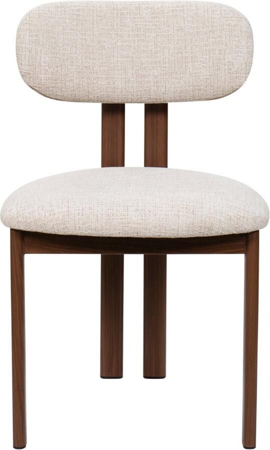 Giga Meubel Eetkamerstoel Noor Stof Staal Beige Walnoot Set van 2 - Foto 5
