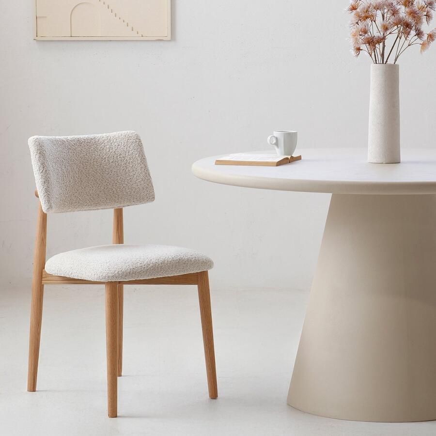 Giga Meubel Eetkamerstoel Nova Beige Stof Eikenhout Set van 2