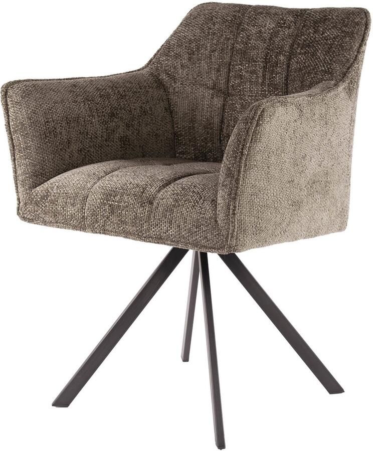 Giga Meubel Eetkamerstoel Raster Taupe Draaibaar Set van 2