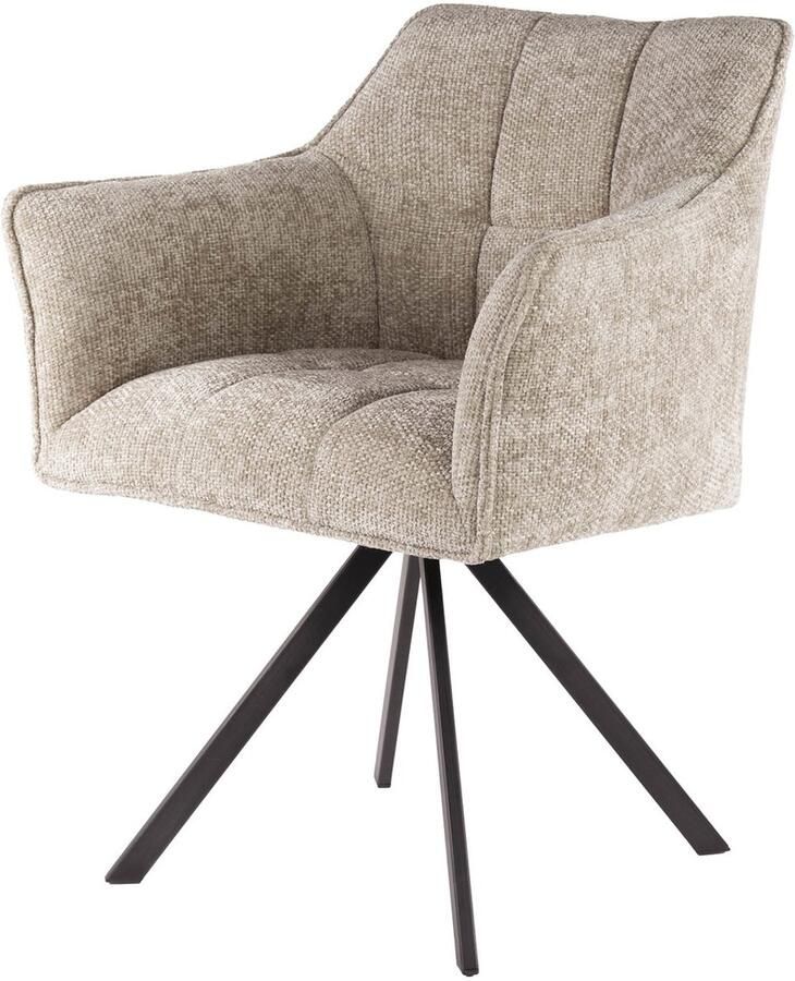 Giga Meubel Eetkamerstoel Draaibaar Beige Raster Set van 2