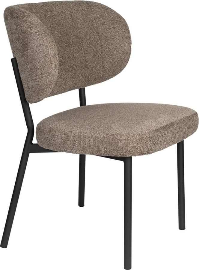 Giga Meubel Eetkamerstoel Bruin Stof Zithoogte 48cm 64x56x64cm Set van 2