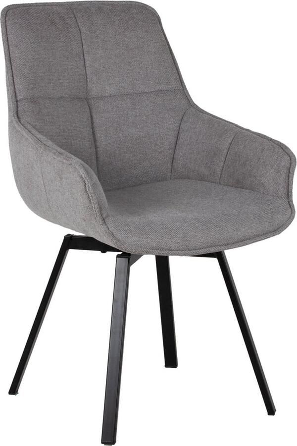 Giga Meubel Eetkamerstoel Grijs Stof & Metaal Zithoogte 47cm Stoel Shannon Grijs Set van 2 - Foto 3