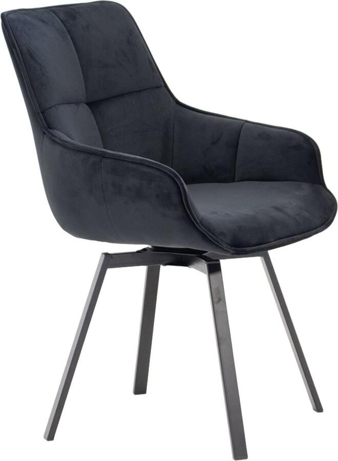 Giga Meubel Eetkamerstoel met armleuning Velvet Zwart Draaibaar Stoel Shannon Set van 2 - Foto 1