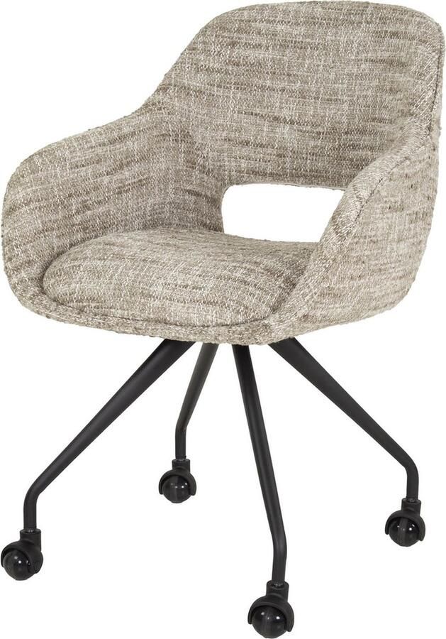 Giga Meubel Eetkamerstoel Spring Met Wielen 60x62x84cm Zand Set van 2