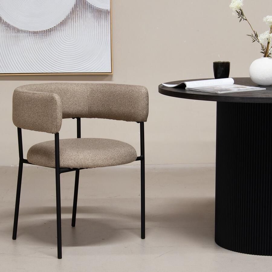 Giga Meubel Eetkamerstoel Taupe met Armleuning Malene Set van 2 - Foto 2