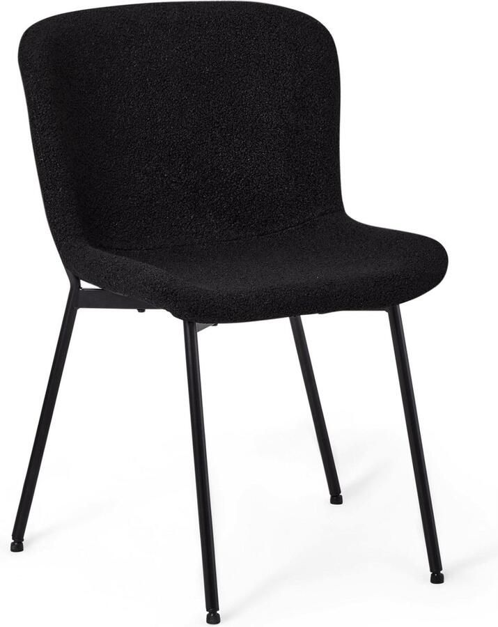 Giga Meubel Eetkamerstoel Teddy Zwart Bouclé Set van 2