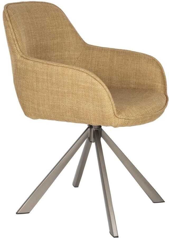 Giga Meubel Eetkamerstoel Toye Geel Stof Draaibaar Set van 2