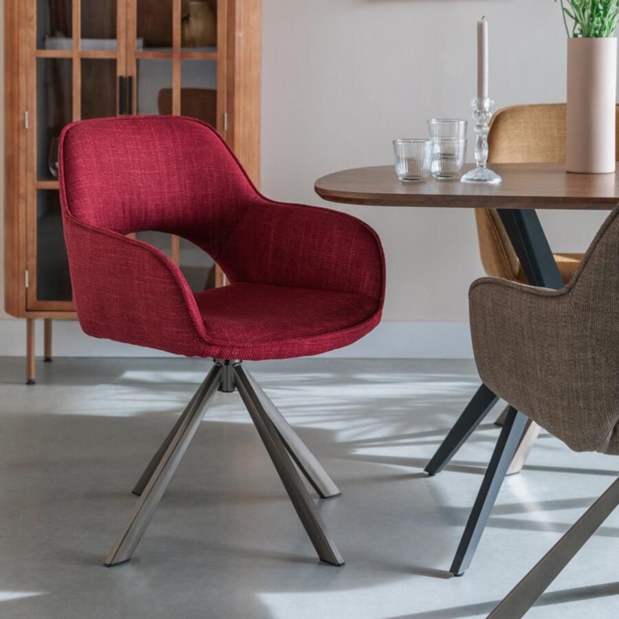 Giga Meubel Eetkamerstoel Toye Rood Stof Draaibaar Set van 2 - Foto 2