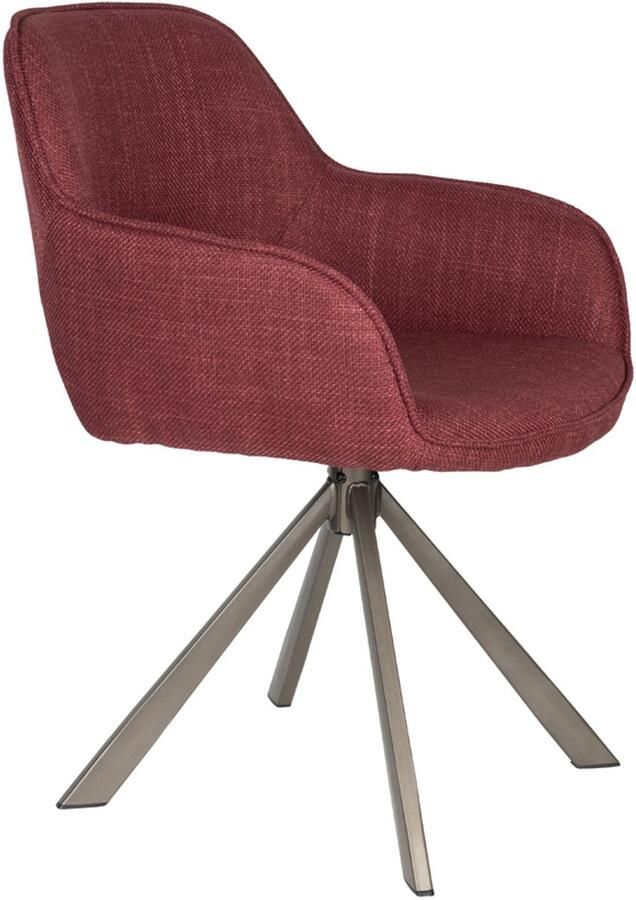 Giga Meubel Eetkamerstoel Toye Rood Stof Draaibaar Set van 2
